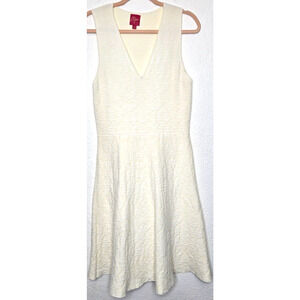 John + Jenn Dress Womens Large White Malory‎ Fit Flare Textured Knit Minimalist